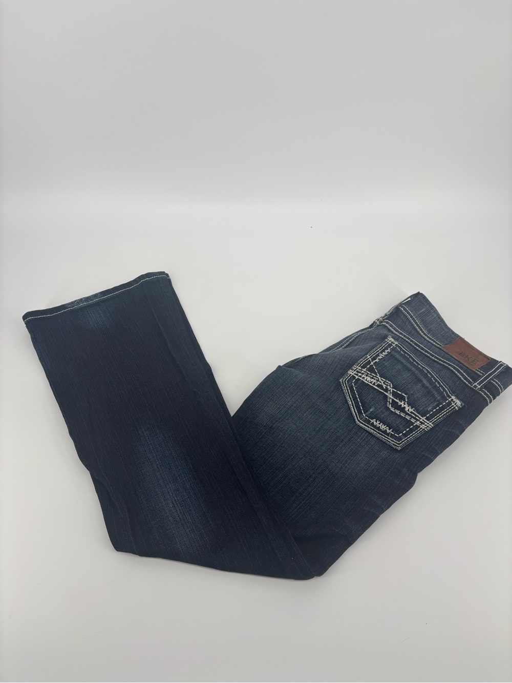 BKE Sabrina Flare Jeans Womens 30S Distressed Dark Wash Thick Stitch Y2K Blue
